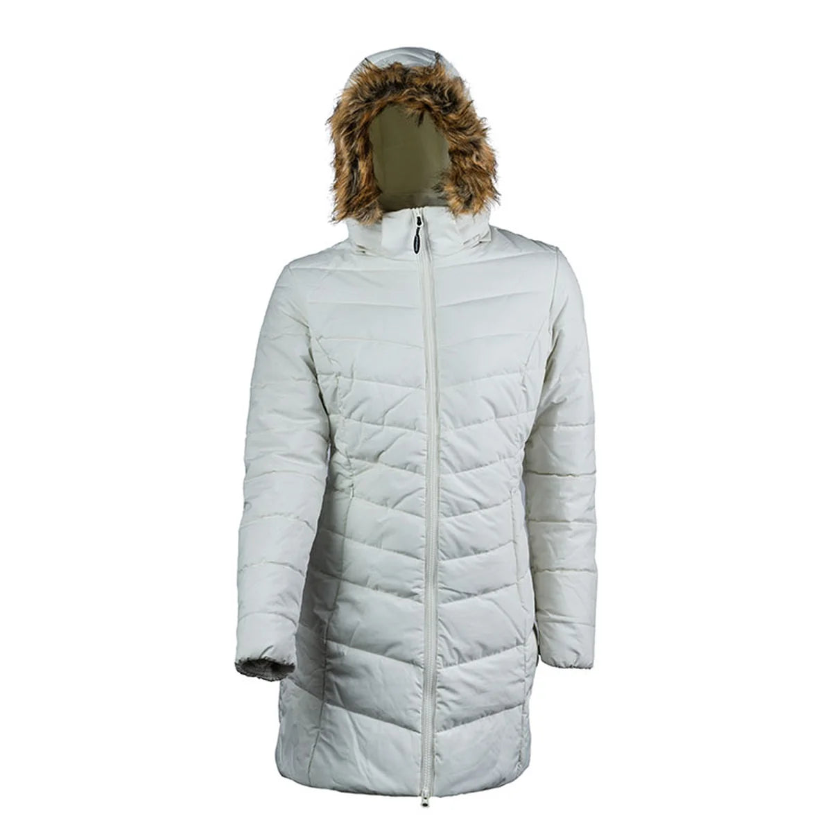 Snow Goose מעיל פוך סינטטי ארוך GoNature לנשים, מתאים להייקינג ואורבן, שחור/אפור/לבן.