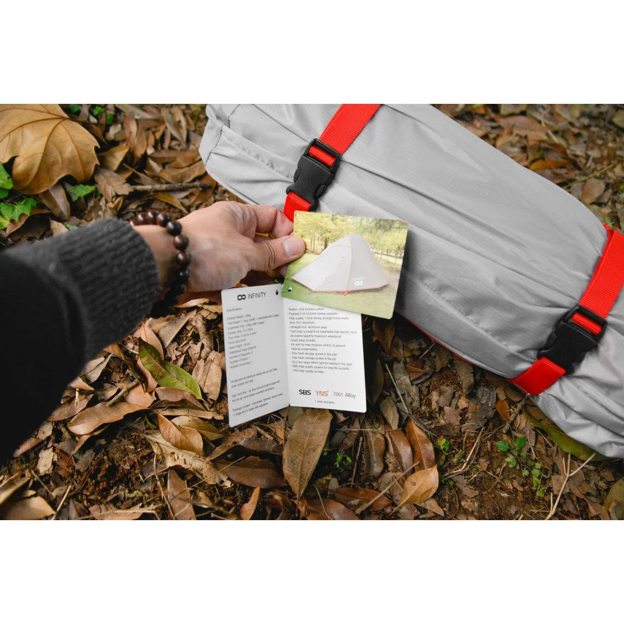 תכולת אריזת אוהל Infinity MASAI 2: אוהל, כיסוי גשם, יתדות