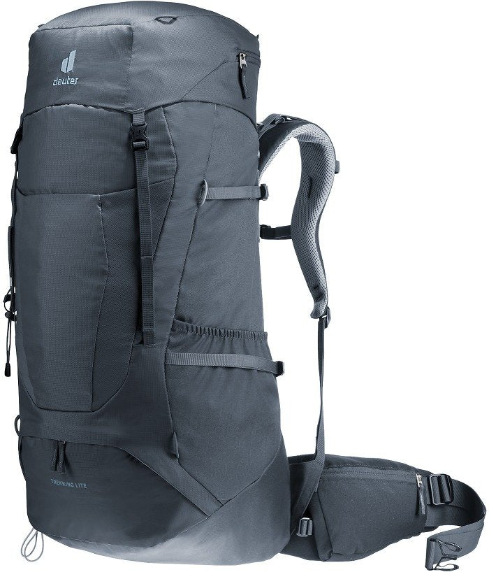 תרמיל מוצ'ילה Deuter Trekking Lite 65+10 לגברים בצבע כחול שחור, מערכת גב ובד ריפסטופ חזק.