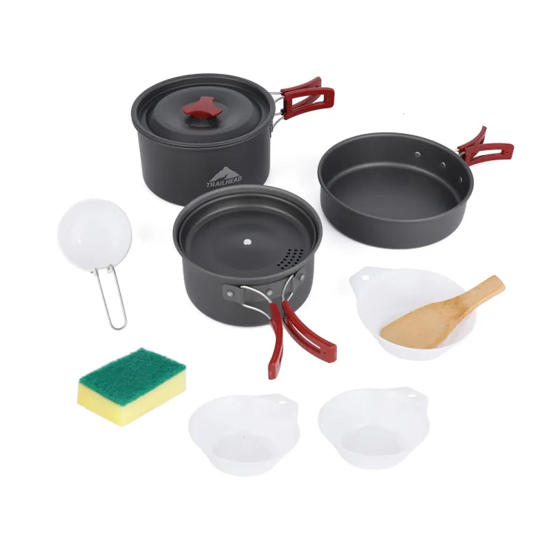 סט סירים QuadraCook Trailhead: סיר 1.6 ליטר, סיר 0.9 ליטר, מחבת, קערות וכלי בישול