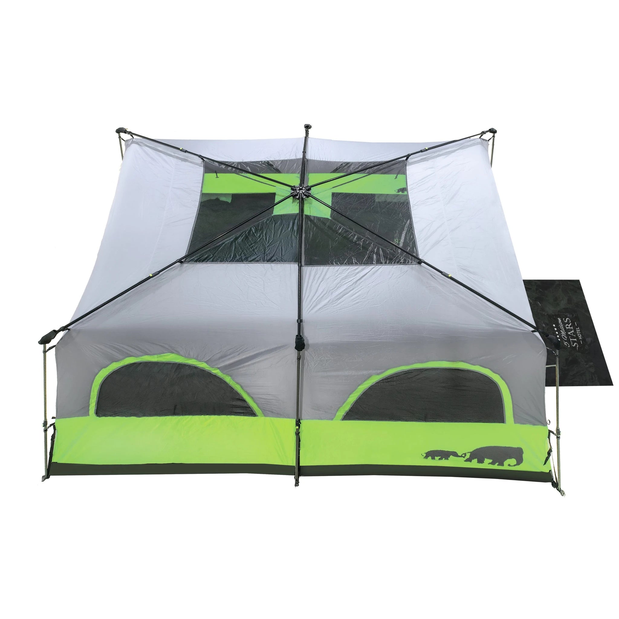 אוהל Rapid Cabin 10 מרווח במיוחד עם חלונות היקפיים ותקרה מאווררת.