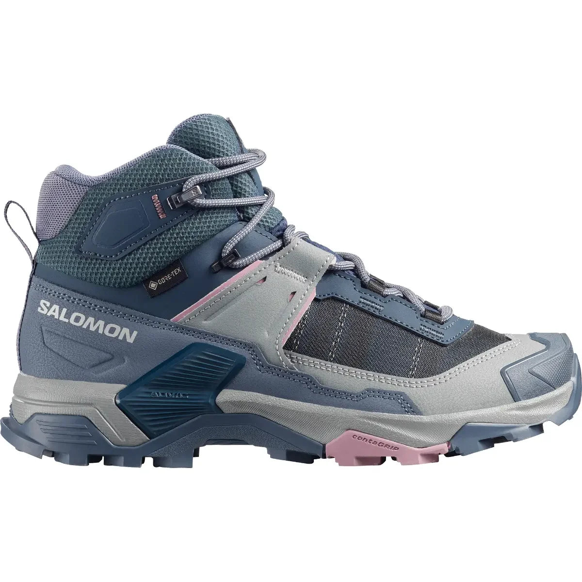 נעלי טיולים חצי גבוהות לנשים סלומון X Ultra 5 Mid GTX בצבע כהה למסלולי שטח ובוץ