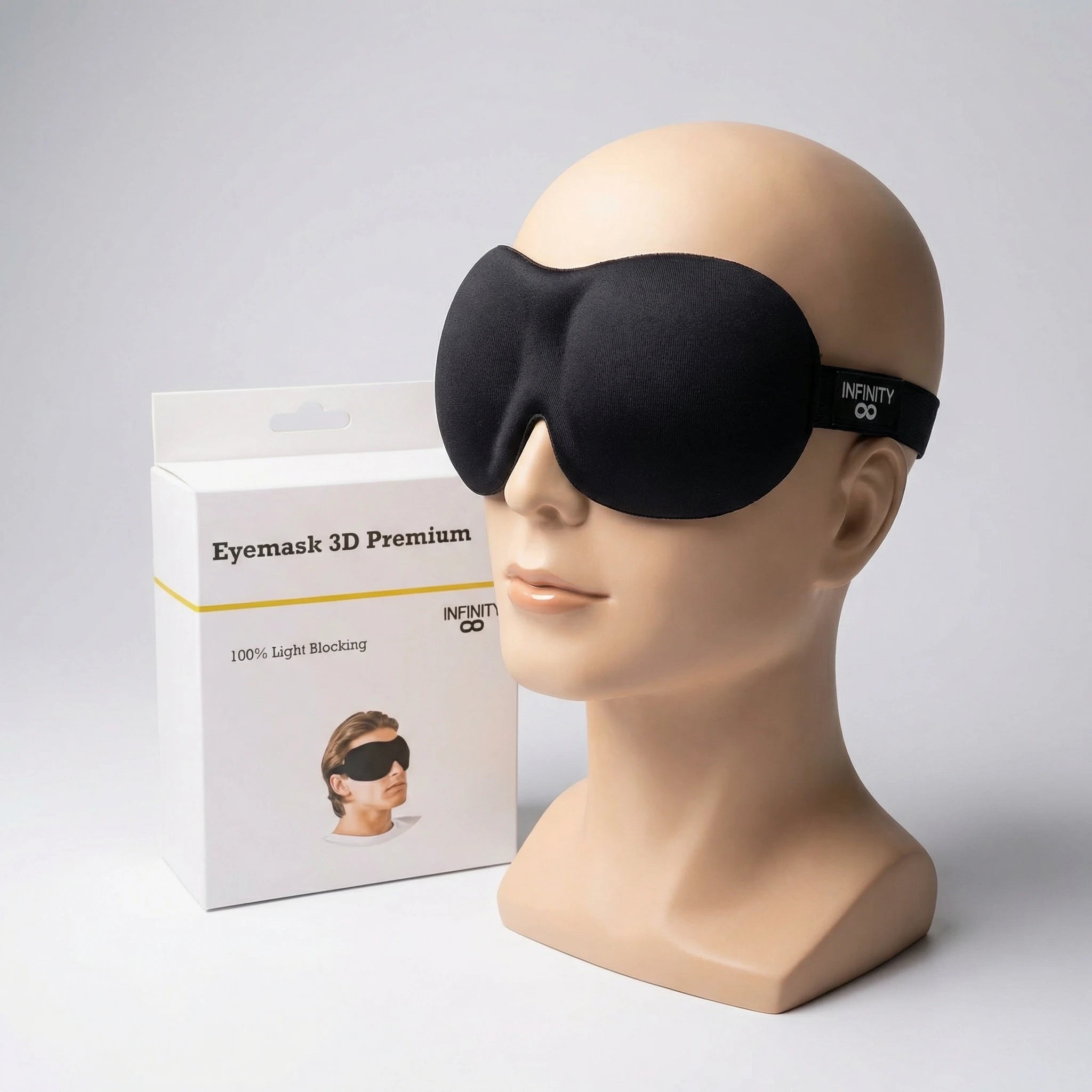 כיסוי עיניים 3D Premium Infinity שחור לשינה נוחה בטיסות