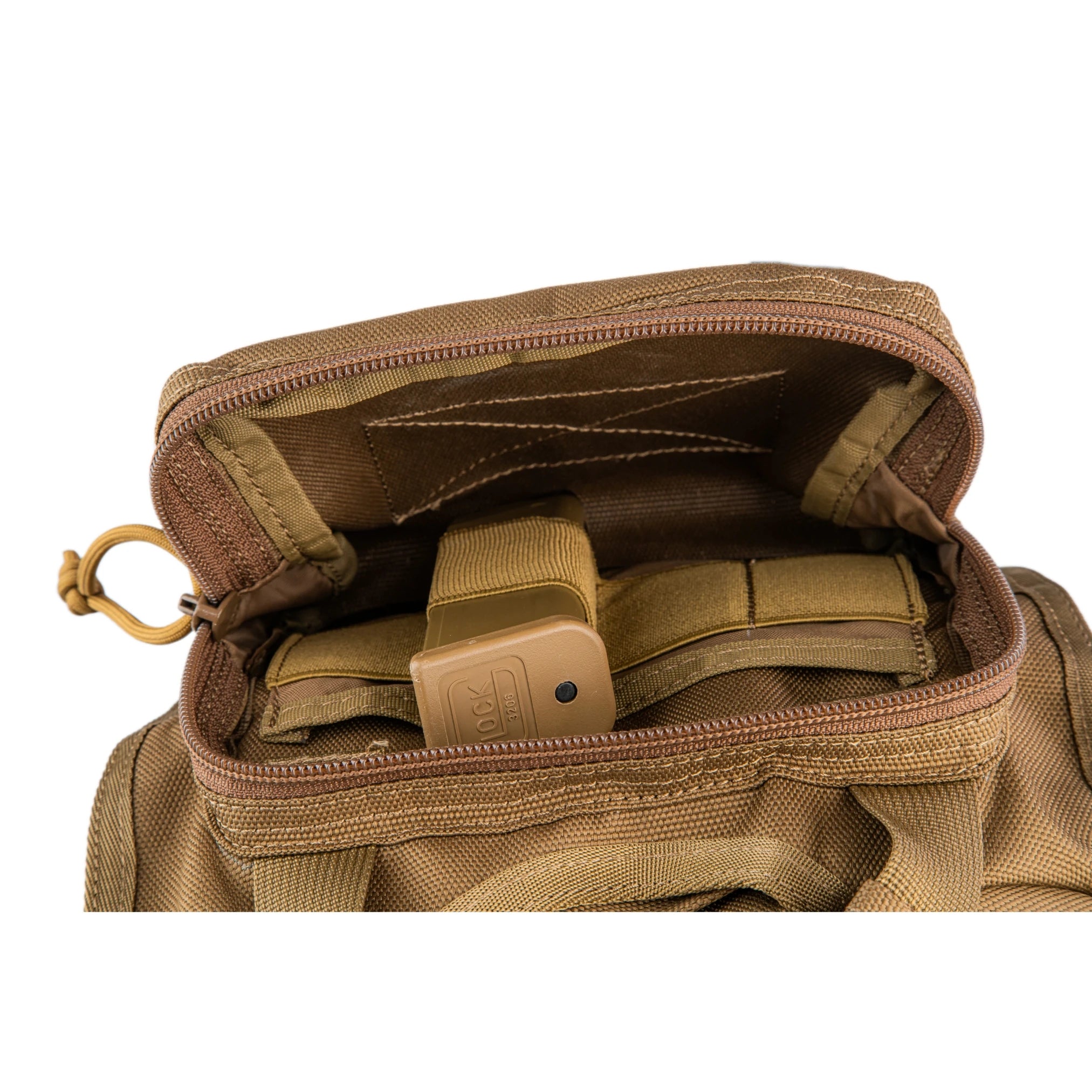 תקריב על אבזמי Nylon YKK איכותיים ועמידים בעומס בתיק Go Tactical