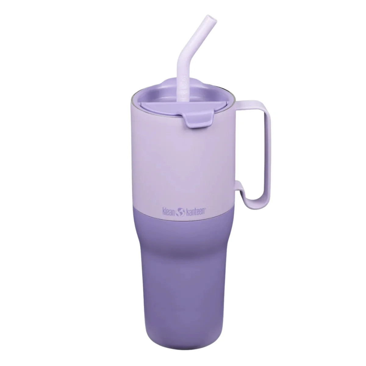 כוס תרמית Klean Kanteen Rise בנפח 1065 מ"ל עם ידית, מכסה וקש סיליקון.
