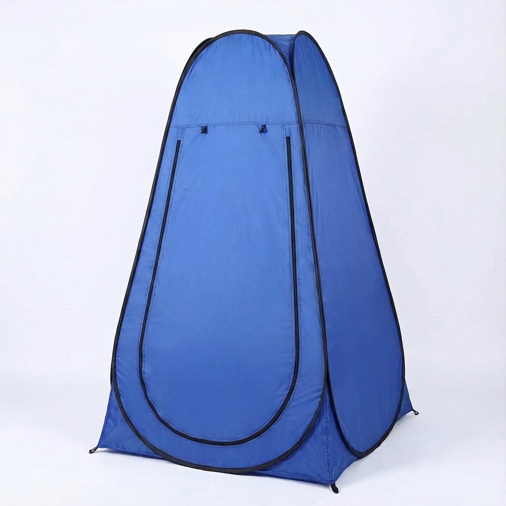 אוהל מקלחת/שירותים כחול מתקפל לשטח, מבית דרך ארץ.