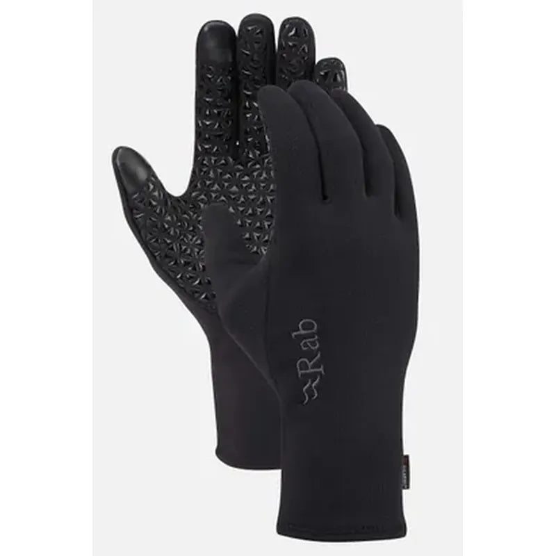 כפפות טאץ' שחורות לגברים Rab Power Stretch Contact Grip עם הדפס סיליקון לאחיזה