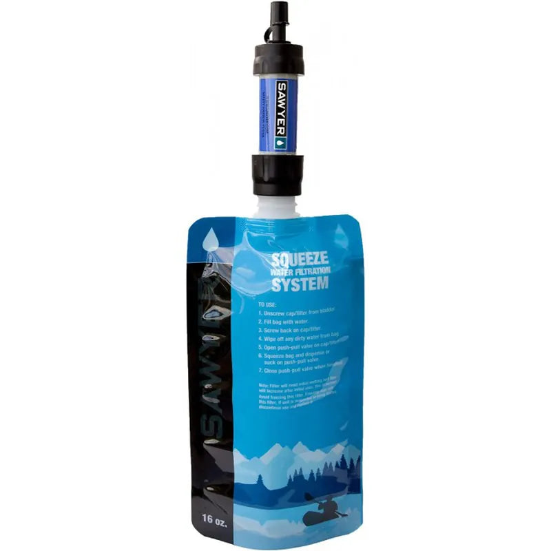 ערכת Sawyer Mini: פילטר, שקית מים 0.5 ליטר, קשית ואביזר ניקוי