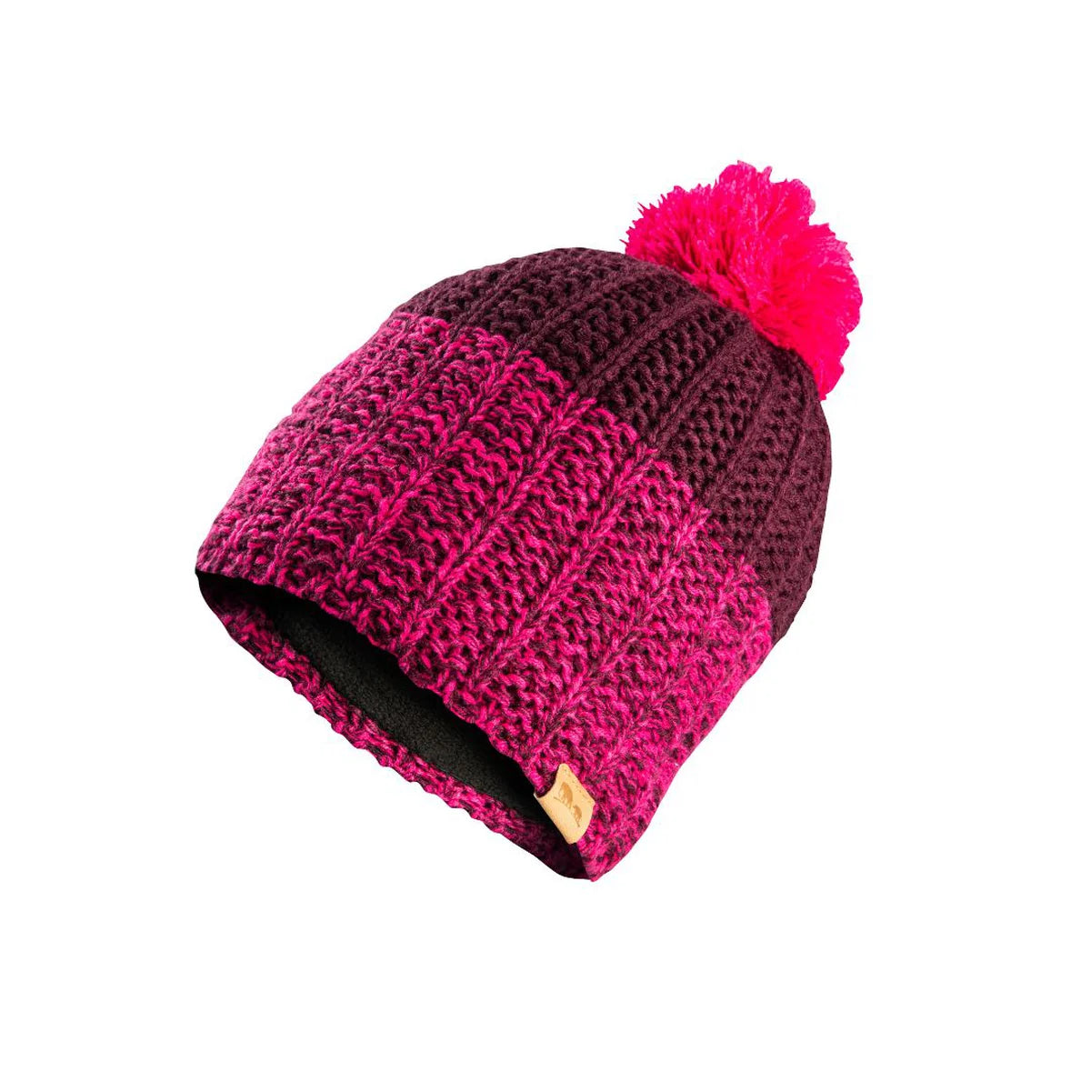 כובע צמר בורדו Go Nature, פליז פנימי, לטיולים בחורף.