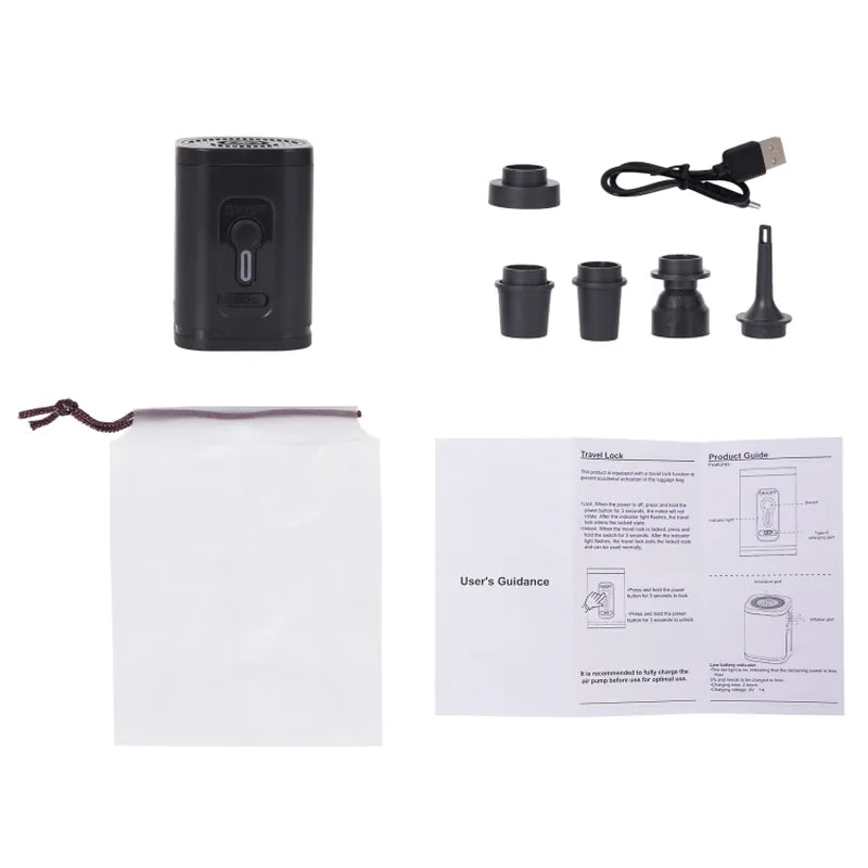 משאבת אוויר חשמלית קטנה וקלת משקל מבית "דרך ארץ" - מידות 5x5x7 ס"מ, 30 וולט