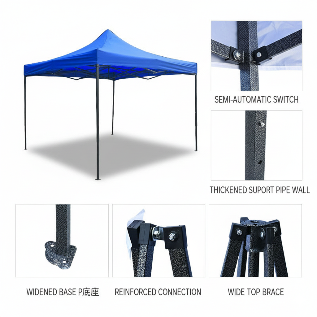 גזיבו מתקפל 3x3 דרך ארץ, מבנה קל ונוח לנשיאה בתוך קרטון אריזה
