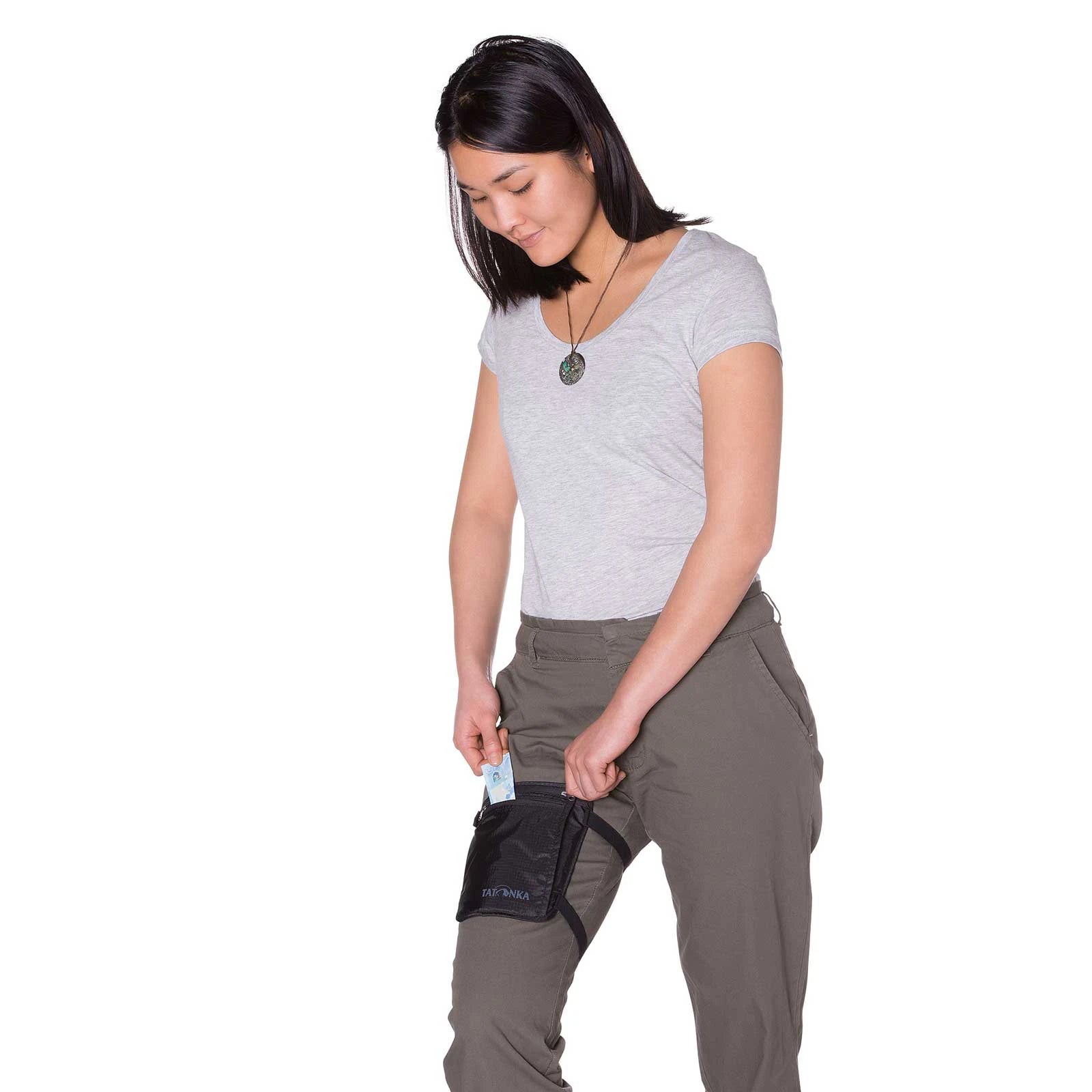 חגורת כסף Tatonka שחורה, לאבטחת כסף ומסמכים בטיולים