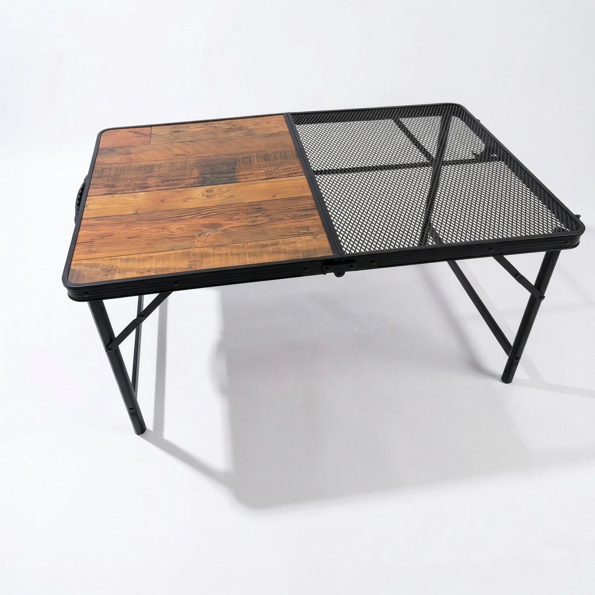 שולחן קמפינג מתקפל עץ דרך ארץ בגובה 40 ס"מ, רגלי אלומיניום