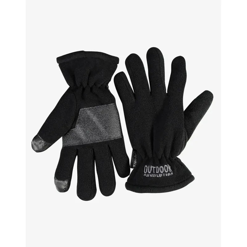 כפפות פליז שחורות Touch Outdoor Revolution - מחממות ומאפשרות שימוש בטלפון