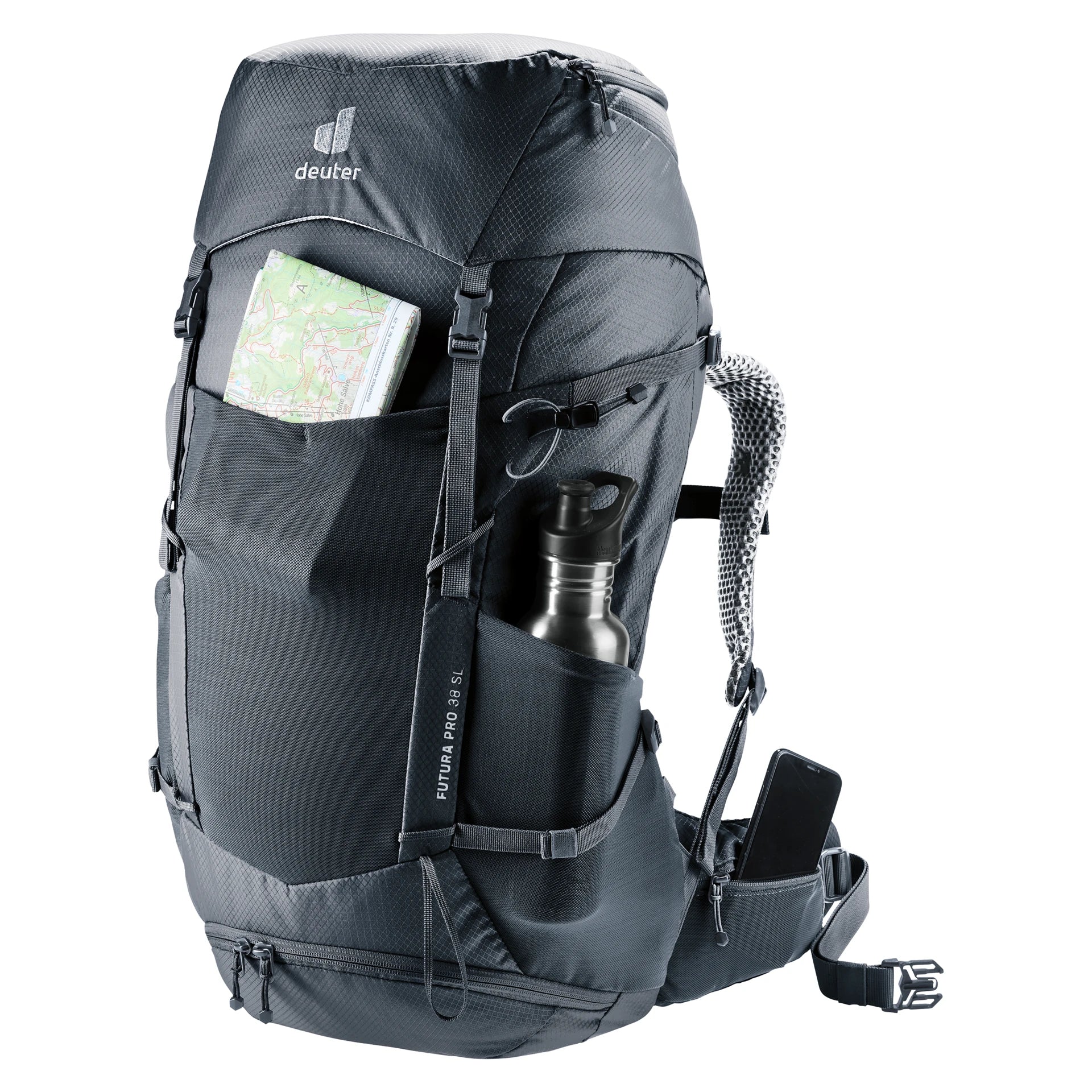 תרמיל Deuter Futura Pro 38 SL, מבט מקדימה, פתיחת רוכסן