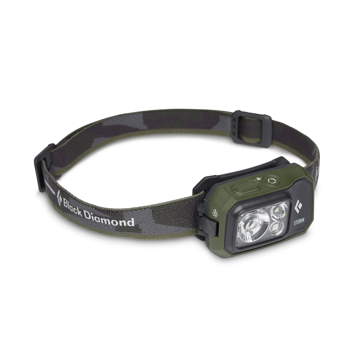 פנס ראש Black Diamond Storm 450 בצבע ירוק זית, עמיד למים בתקן IP67.
