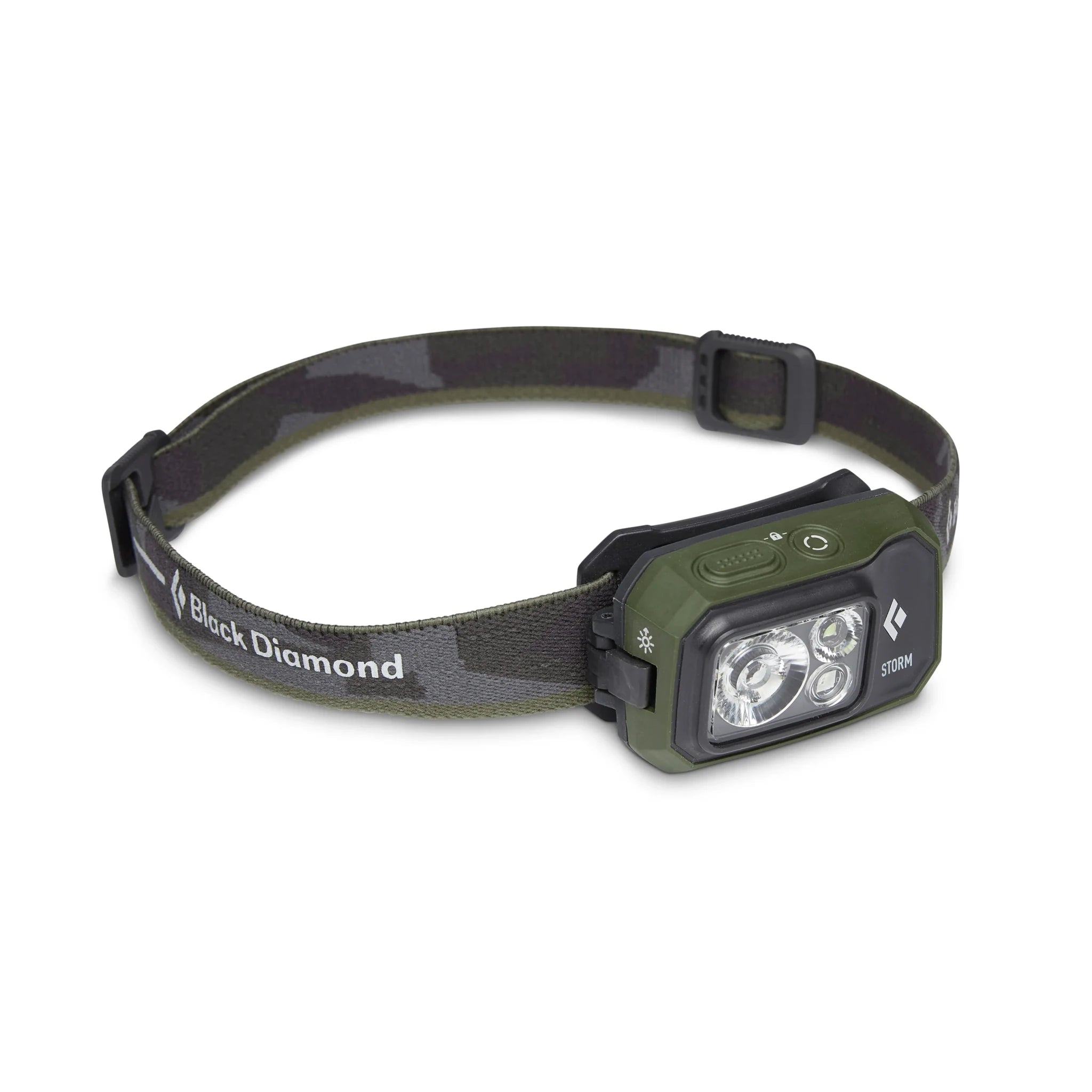 פנס ראש Black Diamond Storm 450 בצבע ירוק זית, עמיד למים בתקן IP67.