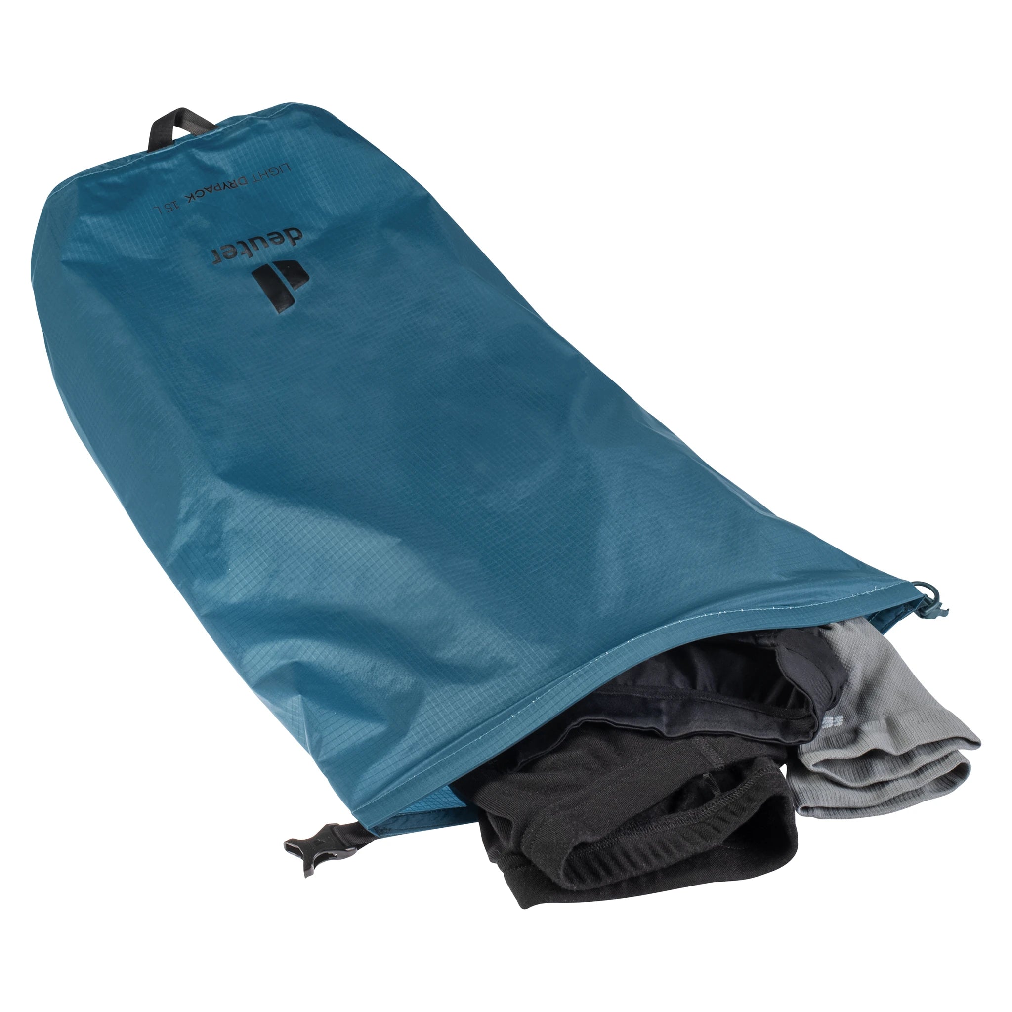 Light Drypack 15L - פרטי עיצוב: תפירה אטומה, רצועת תלייה וטבעת D