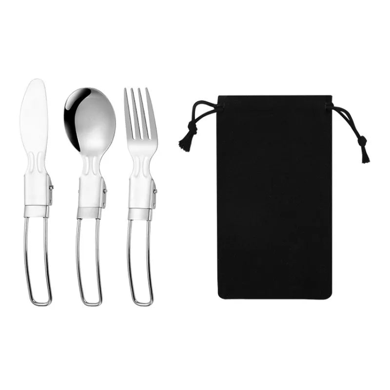 סט סכו"ם מתקפל "דרך ארץ" מפלדת אל-חלד בנרתיק