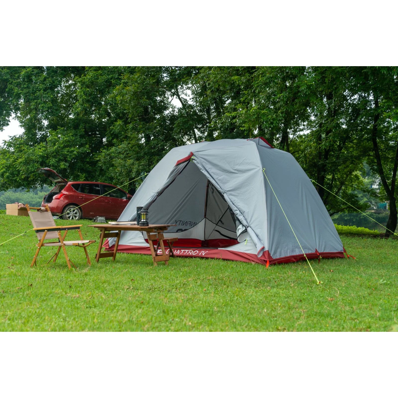 אוהל קמפינג INFINITY Quattro 4 IV עם שתי כניסות ושלדת אלומיניום