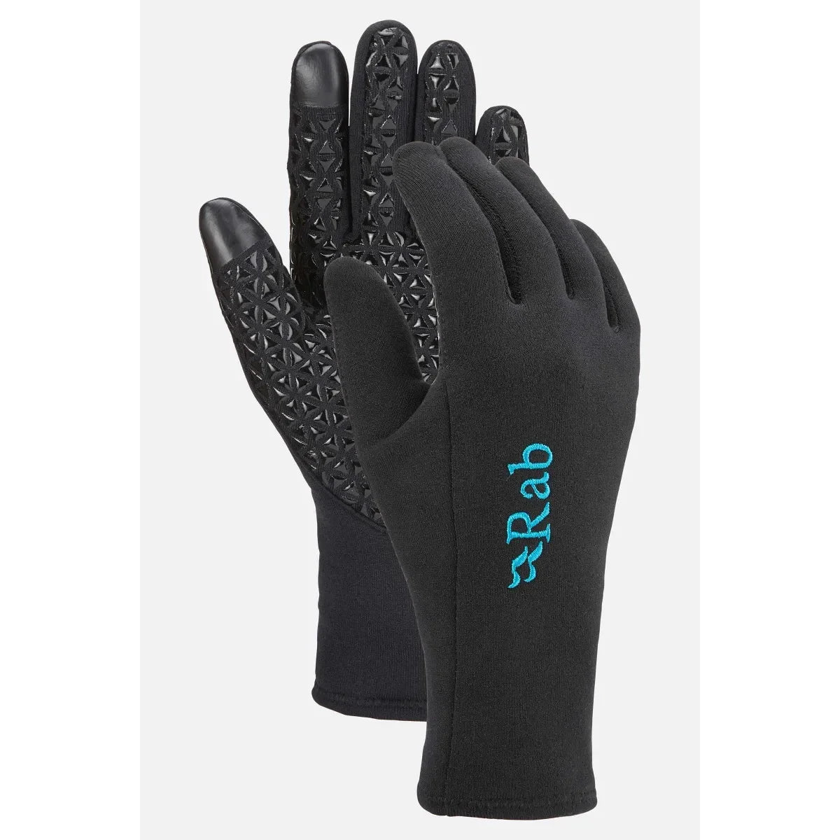 כפפות טאץ' לנשים Rab Power Stretch Contact Grip בצבע שחור עם כף יד מסיליקון לאחיזה