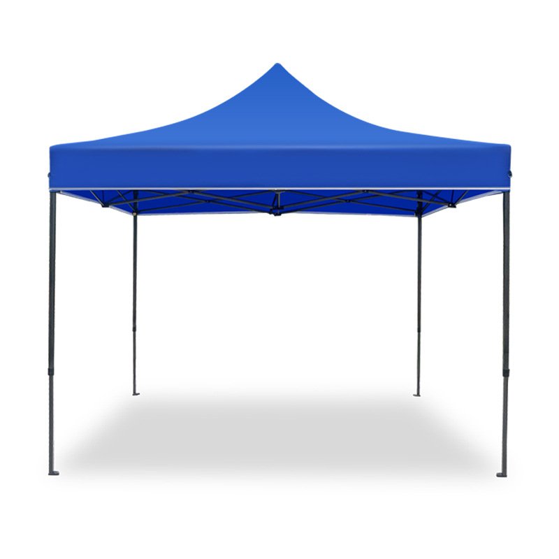 גזיבו מתקפל 3x3 מבד אוקספורד 420D כחול עם מסגרת פלדה שחורה.