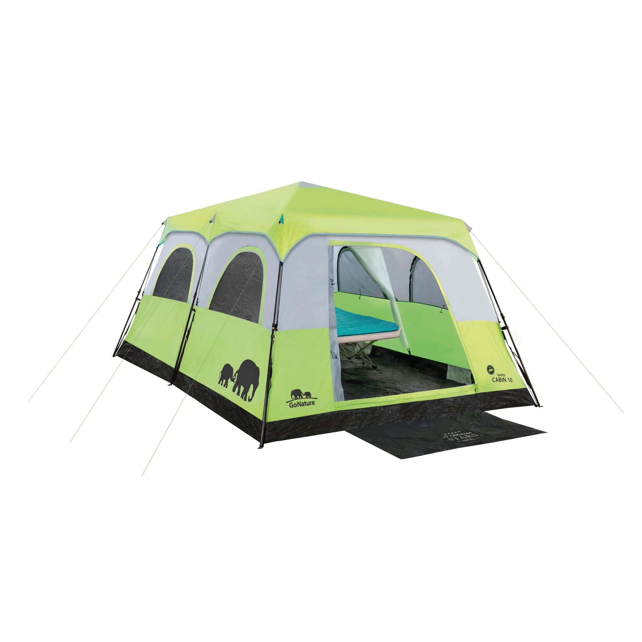 Rapid Cabin 10: אוהל פתיחה מהירה עם הגנת UPF 50, מתאים לקמפינג משפחתי.